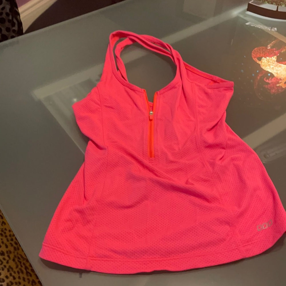 Bright orange /pink tank by Lorna Jane-cross back